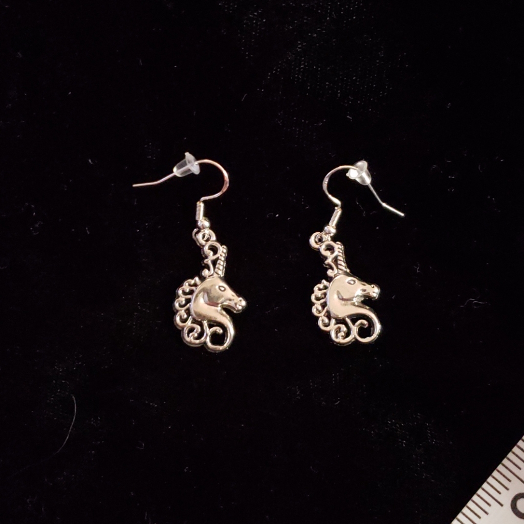Silver Unicorn Earrings
